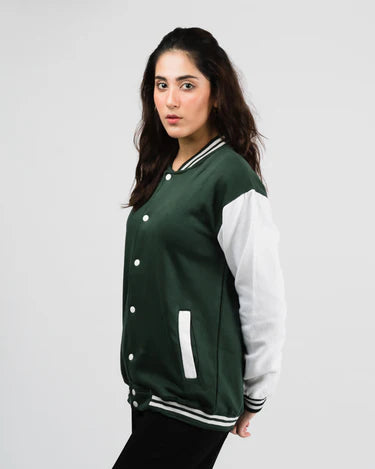 Women's Button Down Baseball Varsity Bomber Jacket