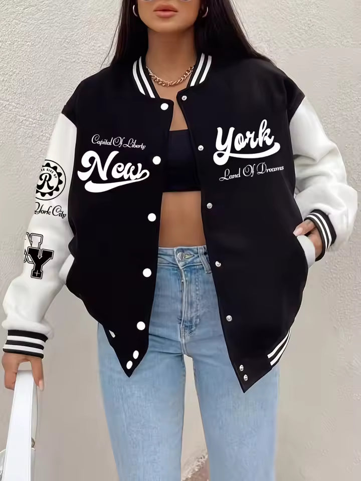 PRINTED BASEBALL JACKET