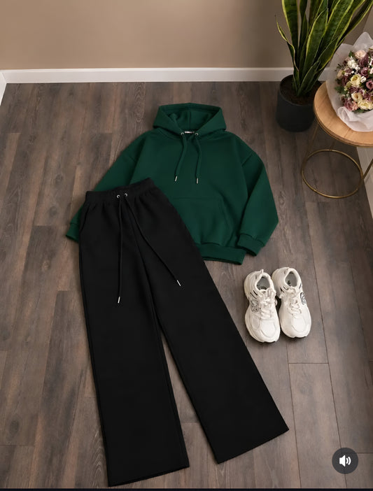 Women's Winter Co-ord Set - Oversized Hoodie + Wide Leg Trouser - Premium Fleece