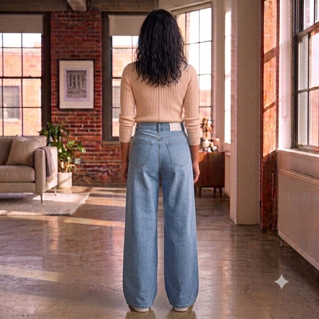 Wide-Leg Jeans - Women's High-Waisted Baggy Jeans - Light Wash - Vintage Wide Leg Denim