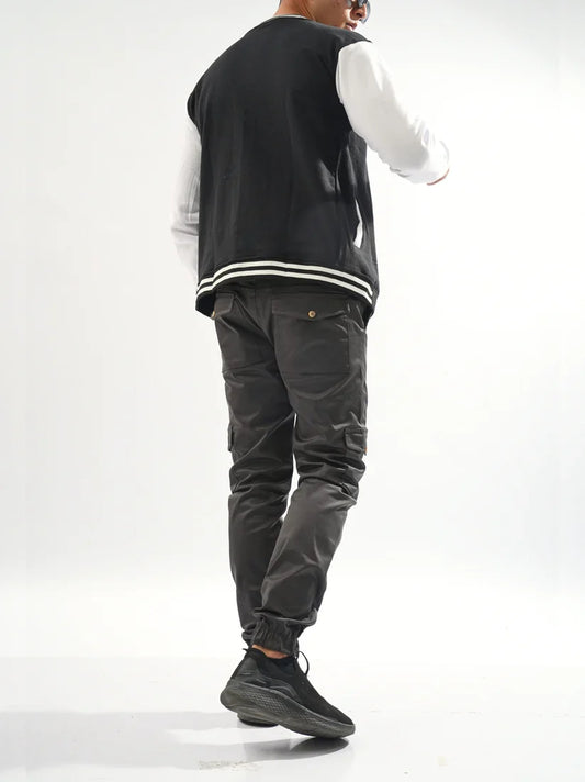 Fitted Grey & Khaki Cargo Pants