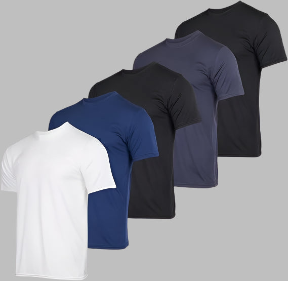 This pack of 5 t-shirts offers a versatile and comfortable wardrobe essential for everyday wear.