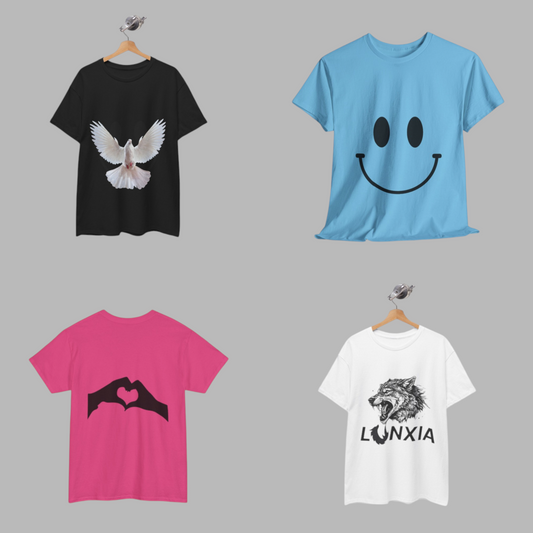 Pack of 4 printed T-Shirts with free delivery , Customize Your Own Design.