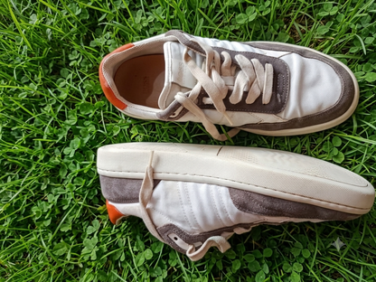 Hugo BOSS Low-Top Sneakers - White Grey Suede - Orange Detail - Pre-Loved SIZE EUR;41