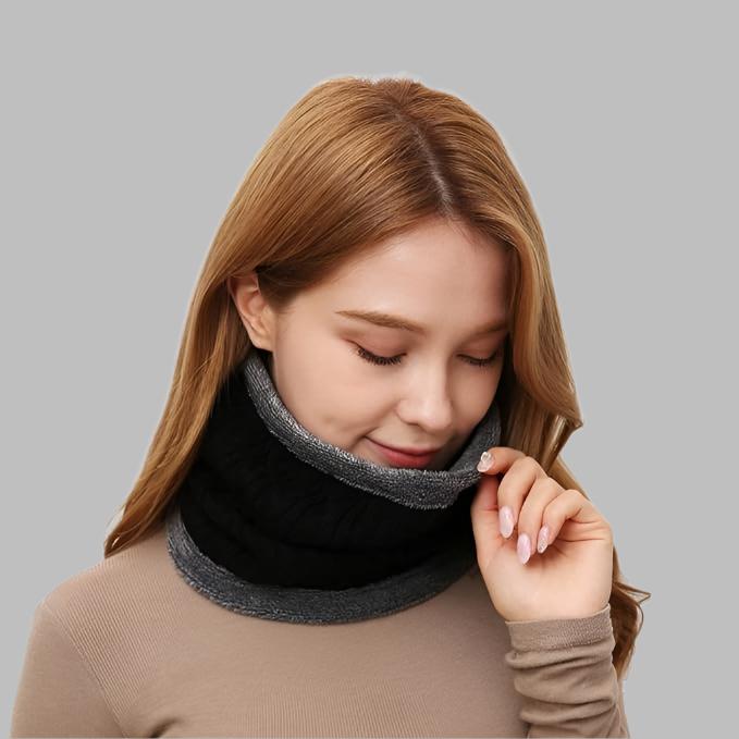 Men and Women Winter Neck Warmer Gaiter Double-Layer Soft Velvet Lined Thick Knit Circle Scarf Windproof