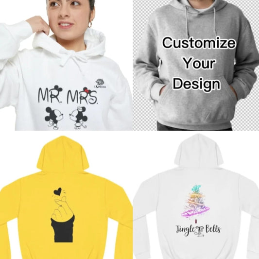 Pack of 4 printed hoodies with free delivery, customize designs, Fleece Hoodie, Export quality.