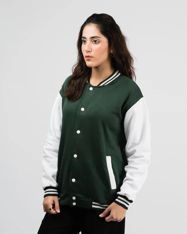 Women's Button Down Baseball Varsity Bomber Jacket