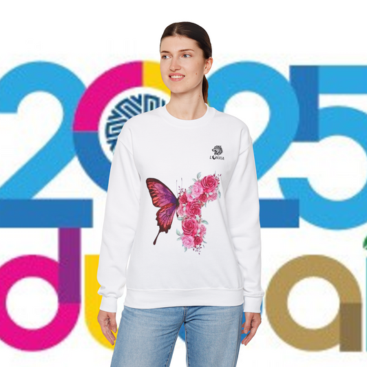 Printed Crewneck Sweatshirt, Fleece Pullover Sweatshirt For Women