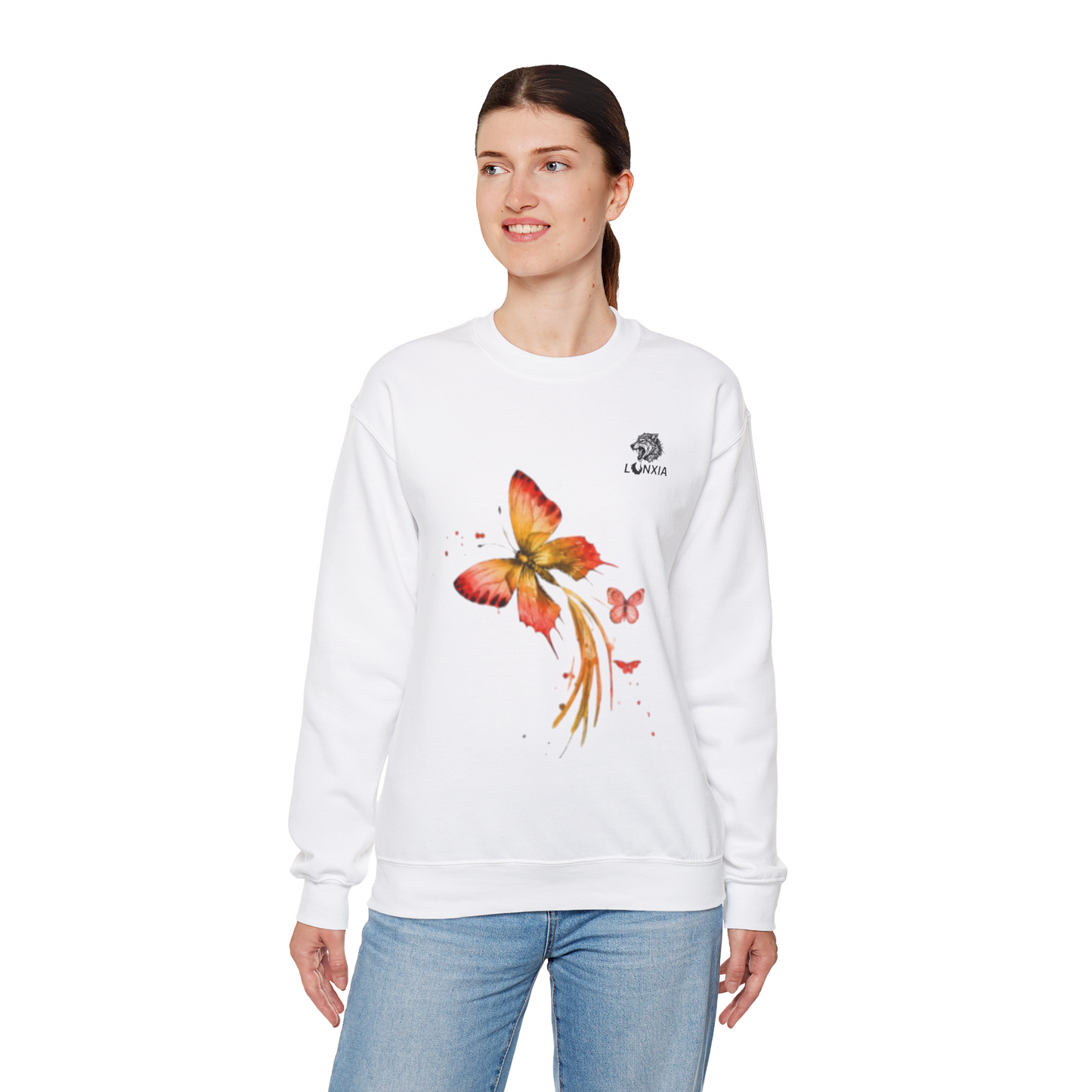 Printed Crewneck Sweatshirt, Fleece Pullover Sweatshirt For Women