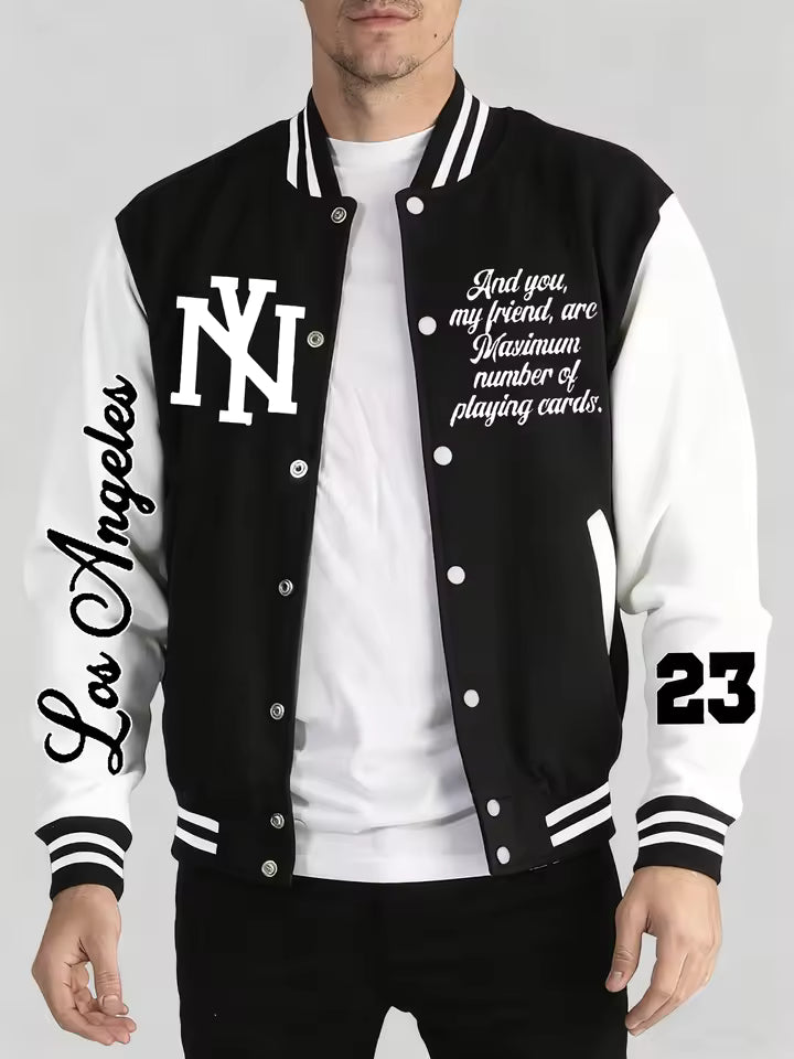 PRINTED BASEBALL JACKET