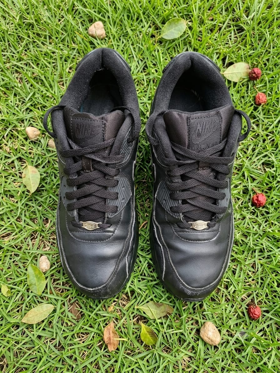 Nike Air Max 90 Triple Black - Leather - EUR 42.5 / US 9 / UK 8 - Pre-Loved