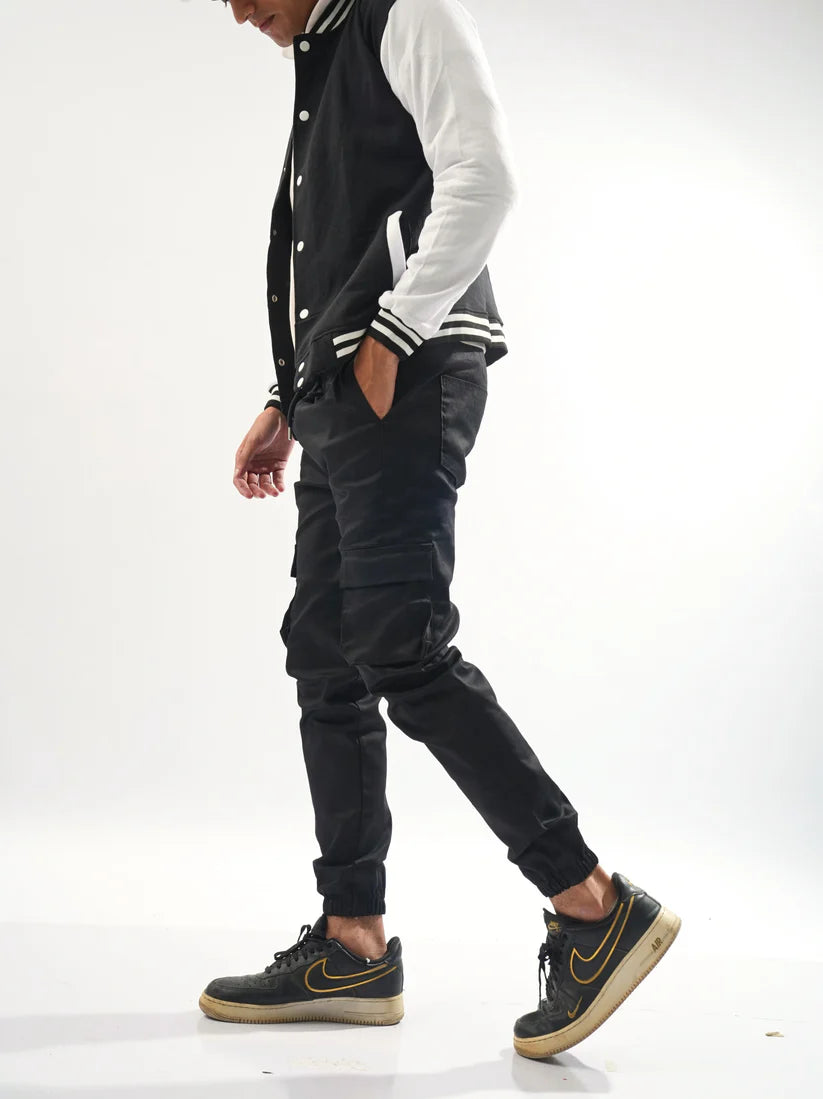 Fitted Black & Khaki Cargo Pants