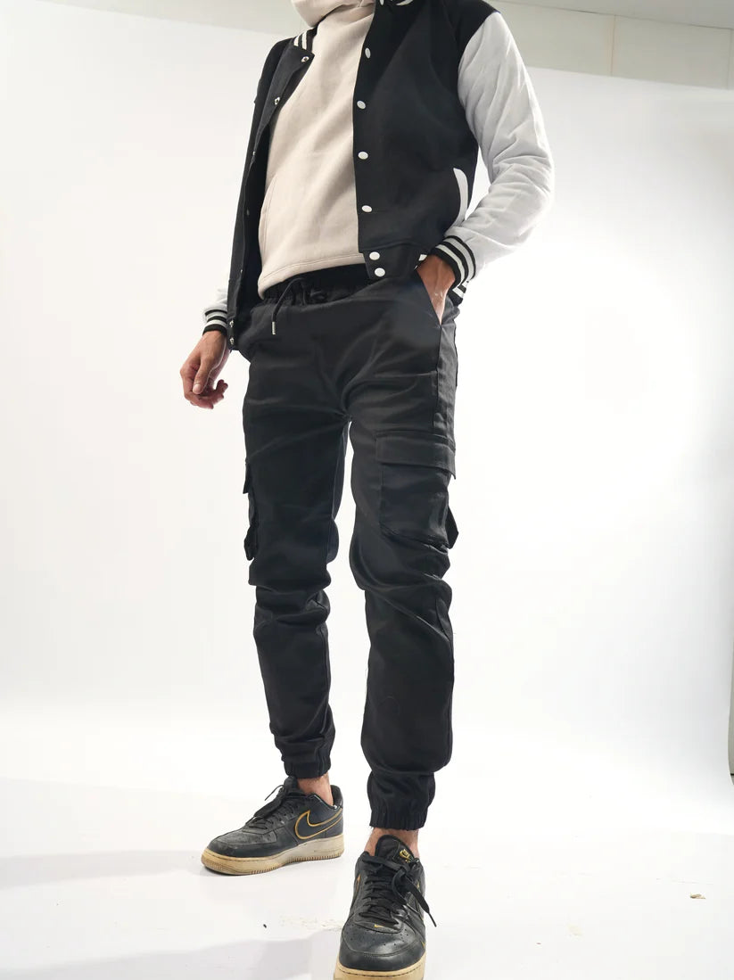 Fitted Black & Khaki Cargo Pants