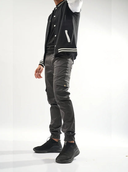 Fitted Grey & Khaki Cargo Pants
