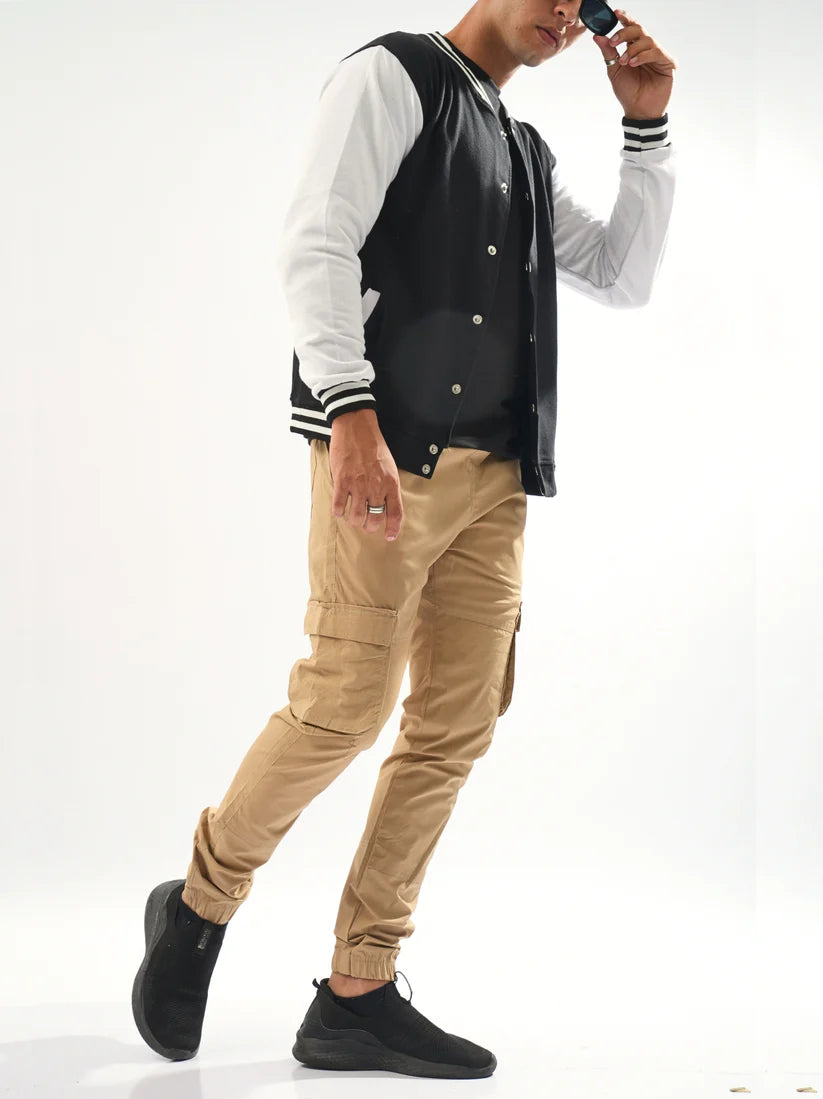 Fitted Black & Khaki Cargo Pants