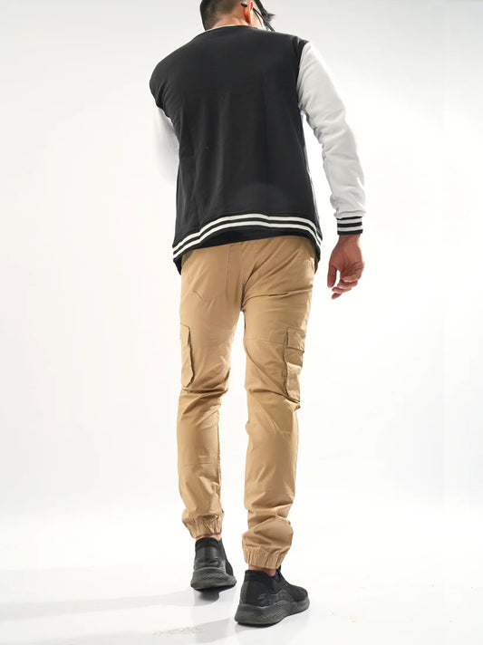 Fitted Black & Khaki Cargo Pants