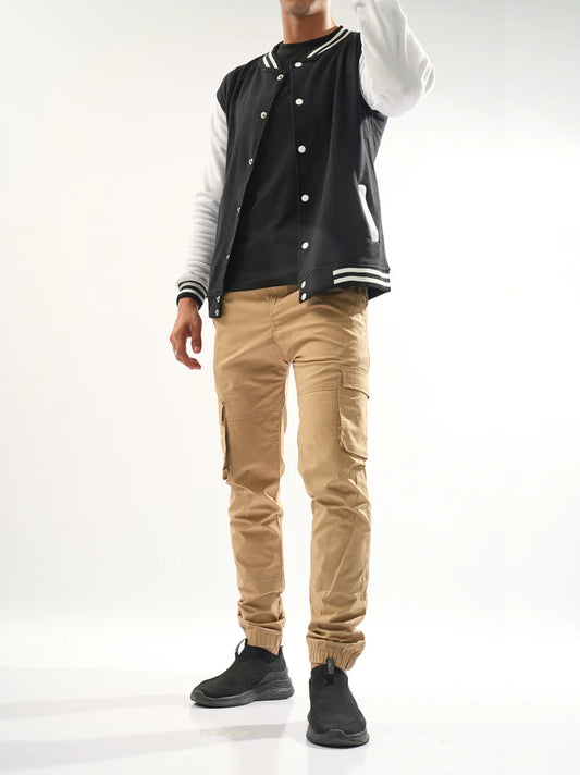 Fitted Black & Khaki Cargo Pants